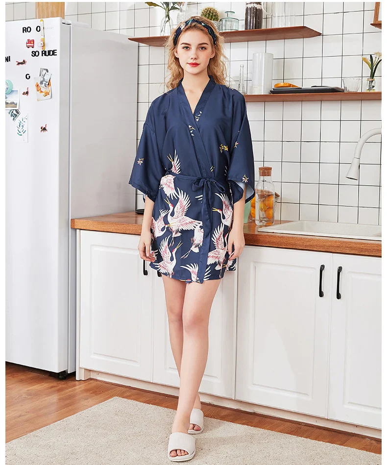 Peignoir court Femme Satin imitation Soie – Image 3