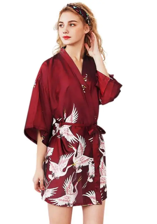 Peignoir court Femme Satin imitation Soie – Image 8