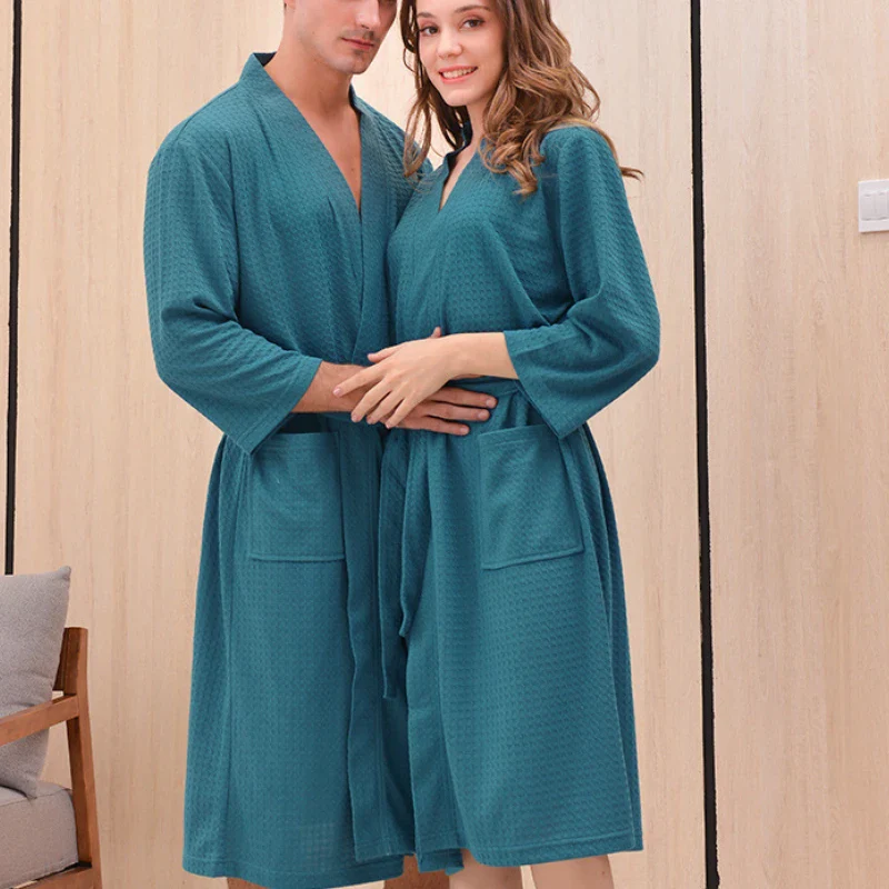 Peignoir de Bain Homme et Femme Coton Gaufré – Image 3