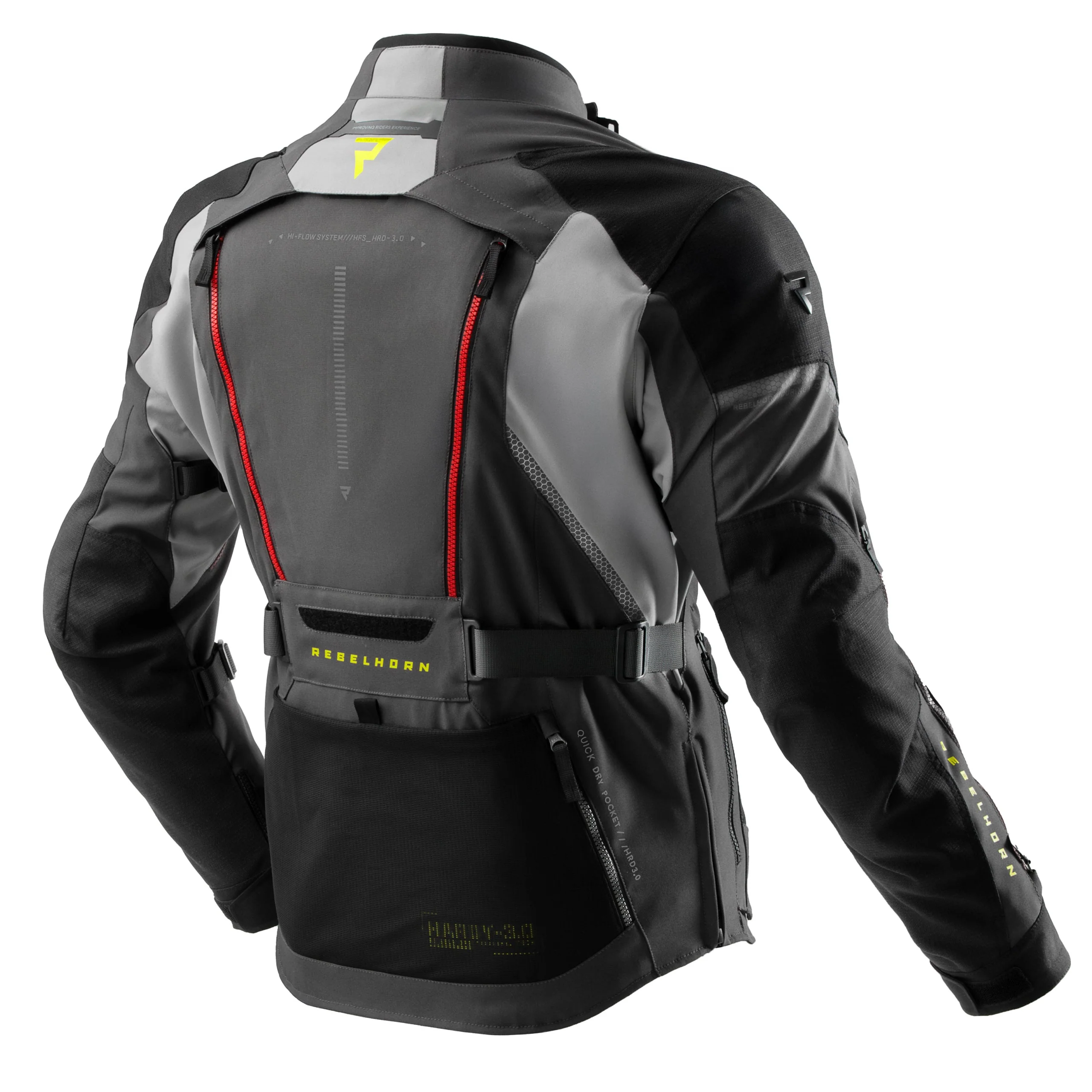 Rebelhorn Hardy 3.0 Anthracite/Grey/Yellow Veste Textile – Image 2