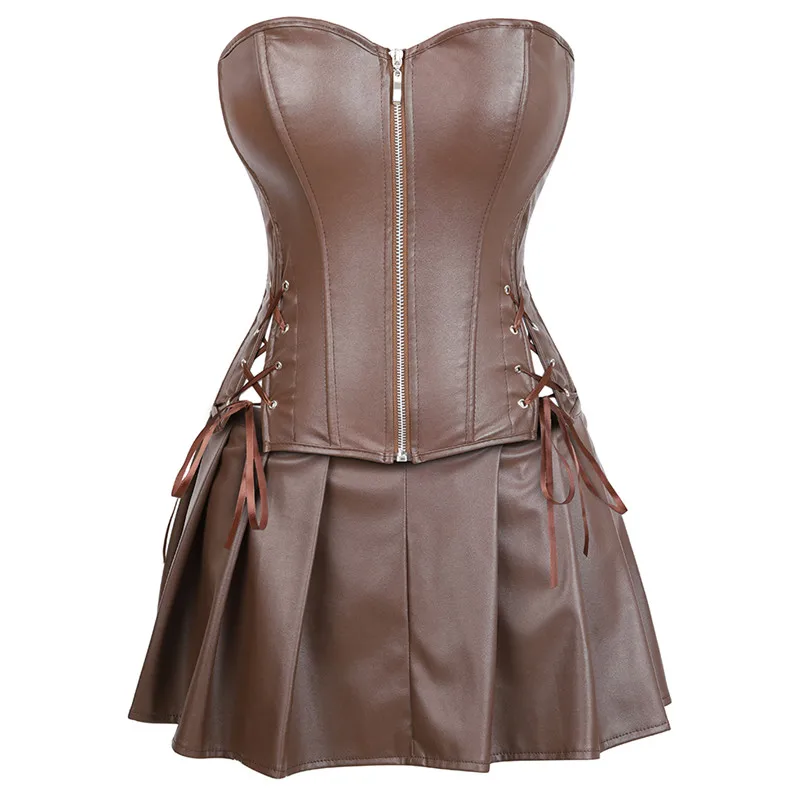 Robe Corset en cuir sexy et jupe burlesque – Image 5
