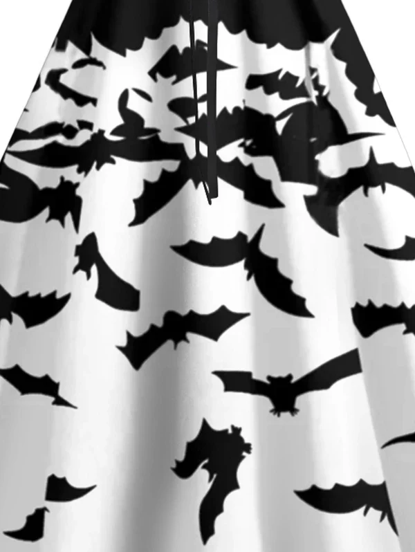 Robe Noir et Blanc - Imprimé Chauve-souris – Image 4
