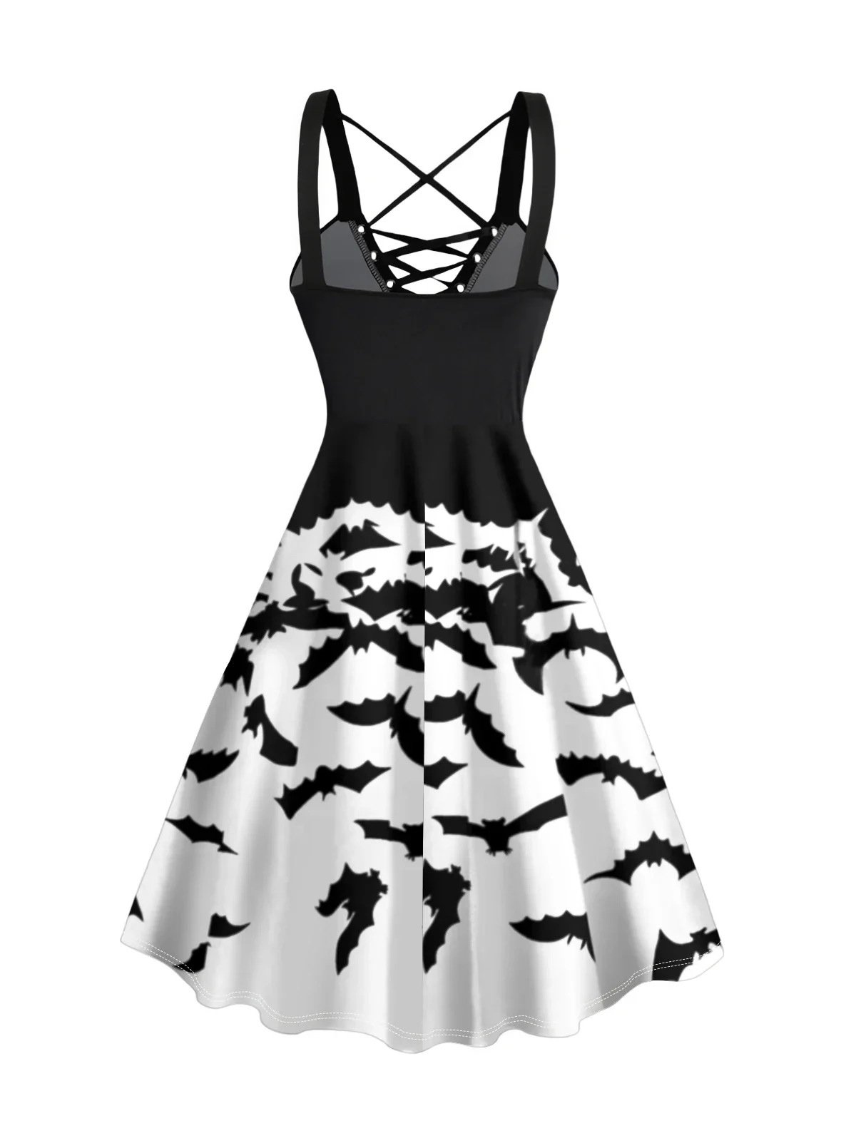 Robe Noir et Blanc - Imprimé Chauve-souris – Image 2
