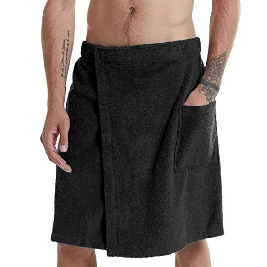 Serviette de Bain Homme en tissu polaire avec poche